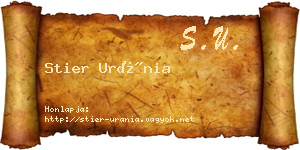 Stier Uránia névjegykártya